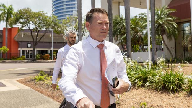 NT Worksafe lawyer Duncan McConnel leaves Darwin Local Court. Picture: Floss Adams.