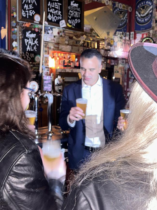 Premier Malinauskas at the Crown N Anchor having a beer. Picture: Jessica Renaglia