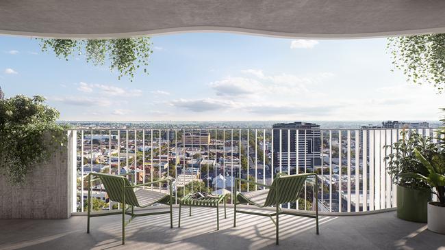 Architect’s render of the views from the $10m penthouse at Market Square. Picture: Woods Bagot