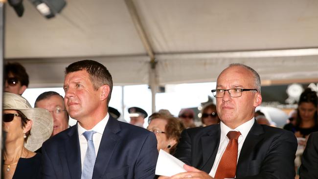 Premier Mike Baird and opposition leader Luke Foley yesterday. Picture: Justin Sanson