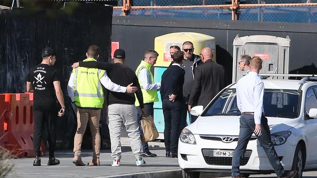 Investigators are looking at whether tradesman on a northwest Sydney building site removed ties which were holding scaffolding to a building before the scaffolding collapsed. Picture: Richard Dobson