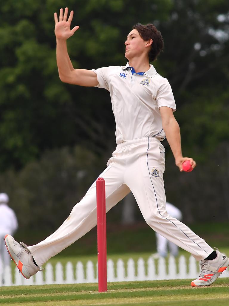 St Joseph's Nudgee College bowler Tom Malone. Picture, John Gass