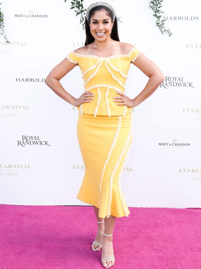 Sarah Roberts proving bold headbands are a thing this season. Picture: Hanna Lassen/Getty Images for Australian Turf Club