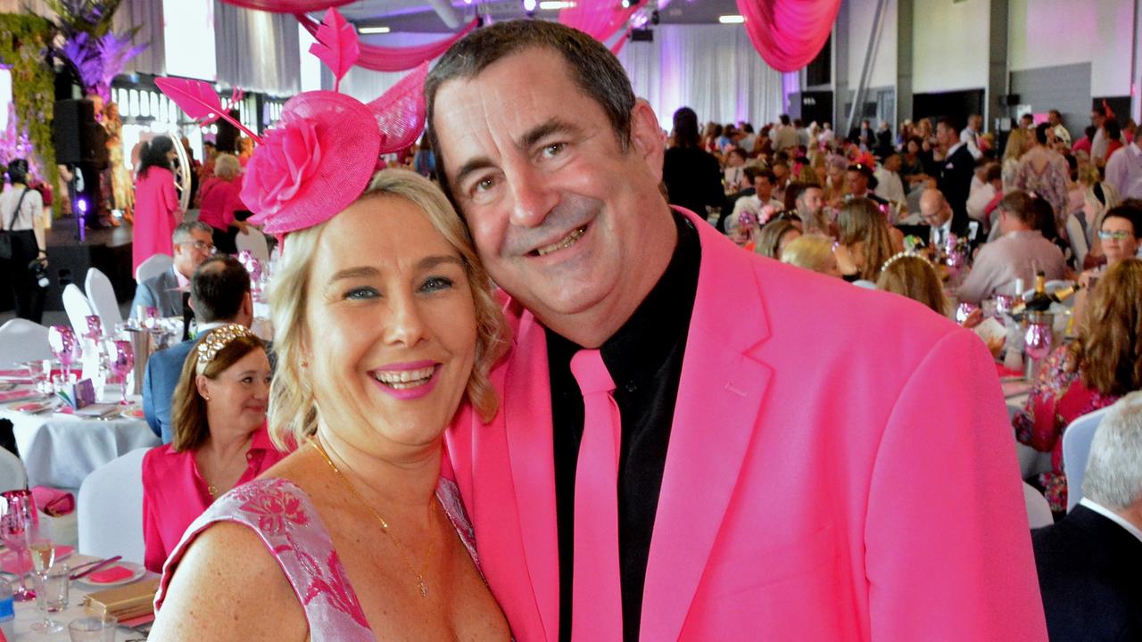 Michelle Thompson and Brett Cook at Pink Ribbon Race Day in the Events Centre, GCTC Bundall. Pic: Regina King