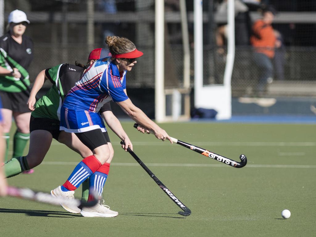 Anne Buckle of Rangeville against Norths in A4 women Presidents Cup hockey at Clyde Park, Saturday, May 27, 2023. Picture: Kevin Farmer