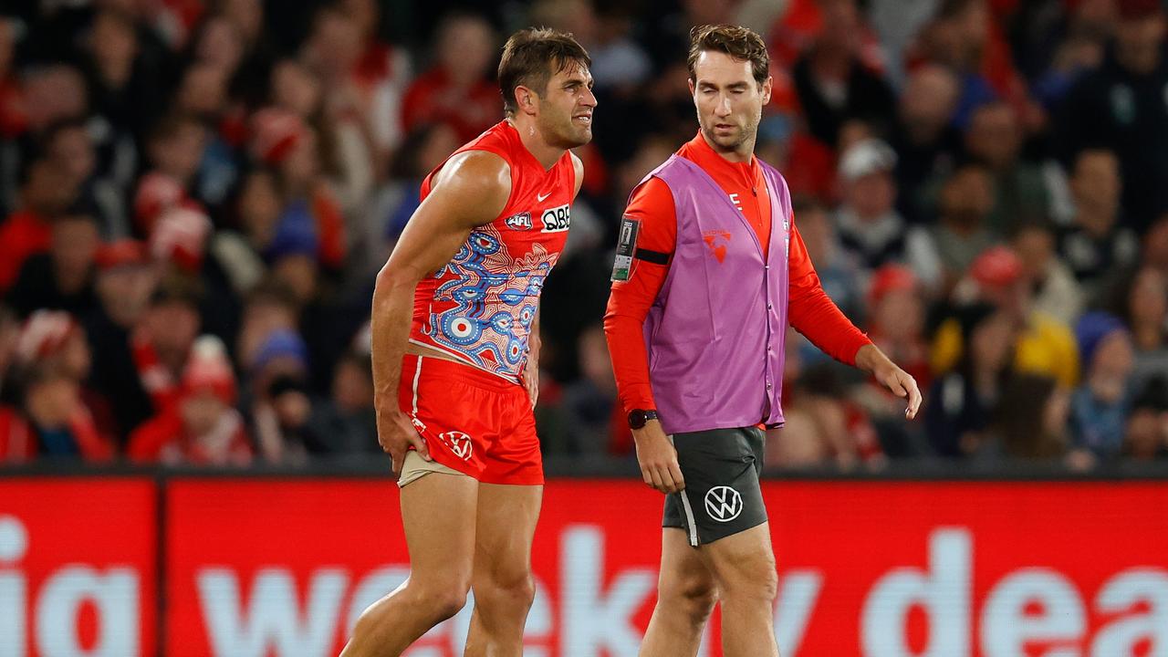 Josh Kennedy suffered a serious hamstring injury against the Blues on Friday night Picture: Getty Images