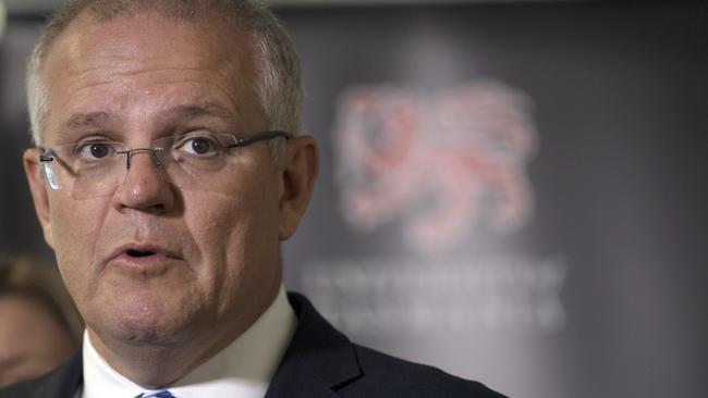 Prime Minister Scott Morrison in Tasmania on Wednesday. Picture: Chris Kidd