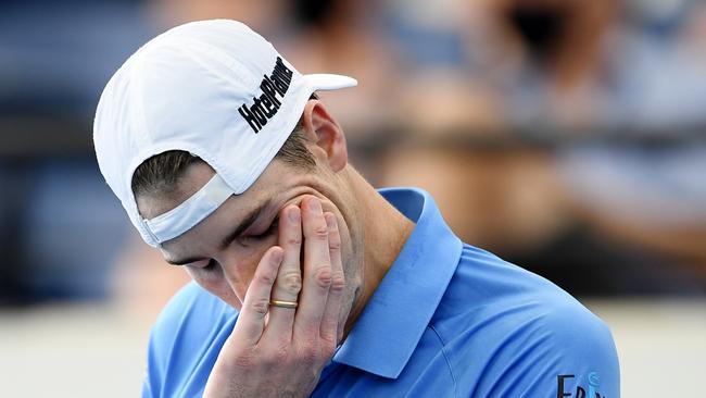 John Isner came up short after an almost-three-hour cliffhanger against Thanasi Kokkinakis. Picture: Getty Images