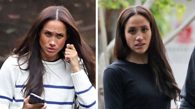 Meghan Markle looked tense during her recent outing in Santa Barbara. Picture: CB/Backgrid