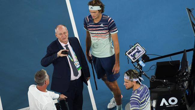 Play had to stop while the lighting issue was addressed. Picture: AFP