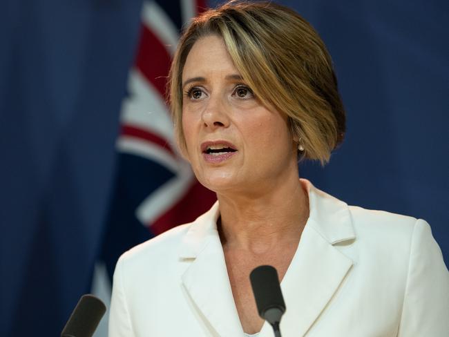 Deputy Labor Leader in the Senate Kristina Keneally speaking at a media conference in Sydney, Saturday, March 21, 2020. (AAP Image/James Gourley) NO ARCHIVING