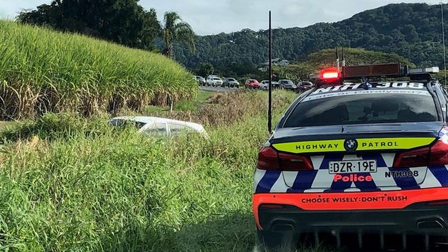 The Kia Rio sitting in an embankment after a police chase in the Tweed on Saturday, June 20. Picture: Tweed Byron Police