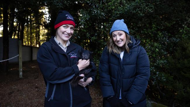 Celia Pacquola on right at Devils@Cradle. Tourism Tasmania's Winternships 2025 with actor Celia Pacquola the face of the campaign. Picture: Tourism Tasmania