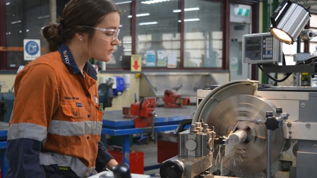 Mechanical - Heavy Diesel Fitting student and Glencore first year apprentice Aleisha McCallum contests the Glencore Annual Skills Competition at CQUniversity's Emerald Campus.