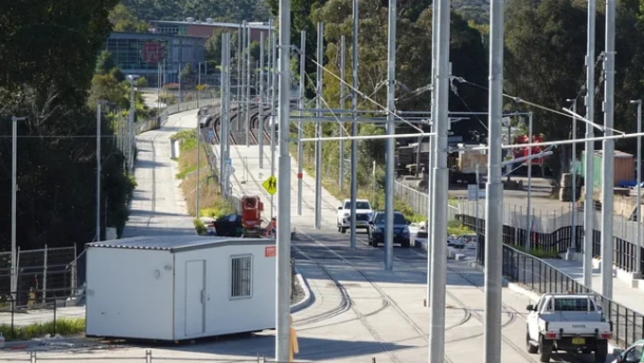 The Parramatta light rail tracks at Camellia where copper thefts have occurred.