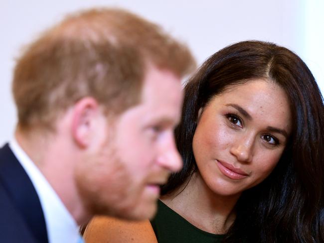 His wife Meghan Markle stayed at home in Canada amid the ‘Megxit’ scandal. Picture: AFP