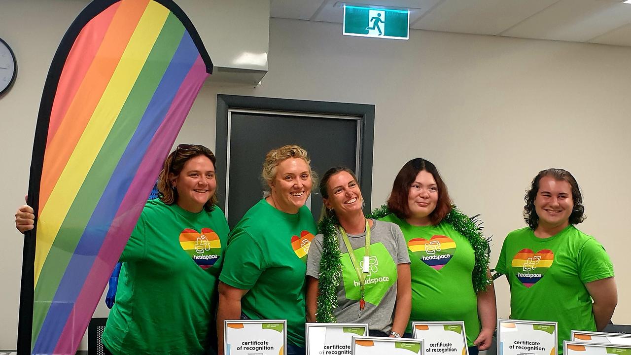 Headspace Bundaberg's Brite Ball committee members Kristy Hayes, Di Wills, Cristel Simmonds, Lauren Cuthbert and Rhys Williams.