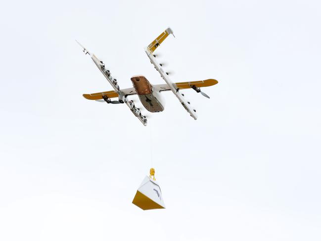 A close-up of the Wings drone over Crestmead. Picture: Tara Croser