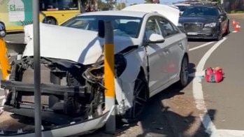 The banged up Hyundai Sonata after the crash. Picture: Tamaryn McGregor