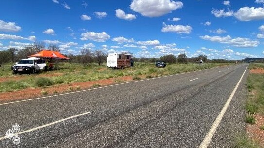 NT Police searched the area around the Tanami Hwy for missing 30-year-old woman Angie Fuller. Picture: NT Police