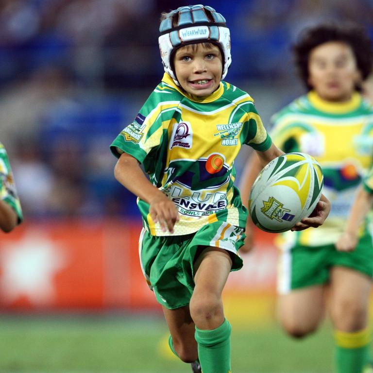 Jayden Campbell son of Titans Preston Campbell playing at half time