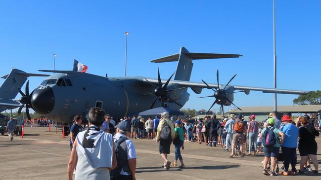 Long lines snaked across the tarmac, with jet enthusiasts keen to get an inside look of the aircraft of on display.