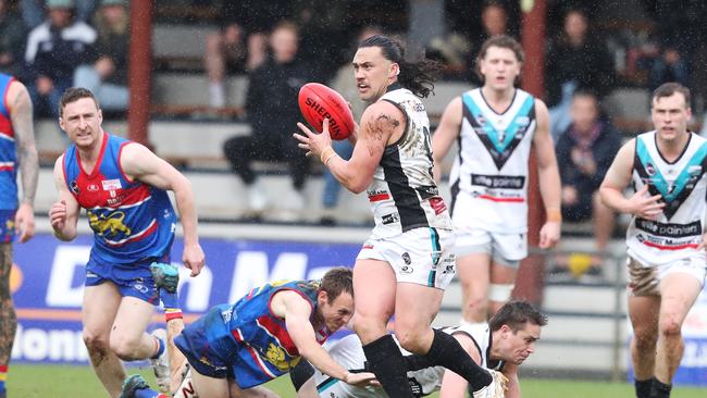 Thor Boscott was enormous for Cygnet and was named the Gorringe-Martin medallist as best afield. Picture: Nikki Davis-Jones