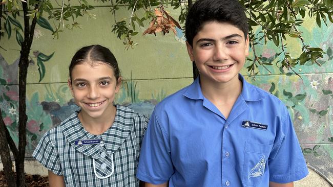 Our Lady of Lourdes Primary, Baulkham Hills, school captains Harper Saab, 10 (left), and Jacob Makdessi, 12 (right). Picture: Supplied.