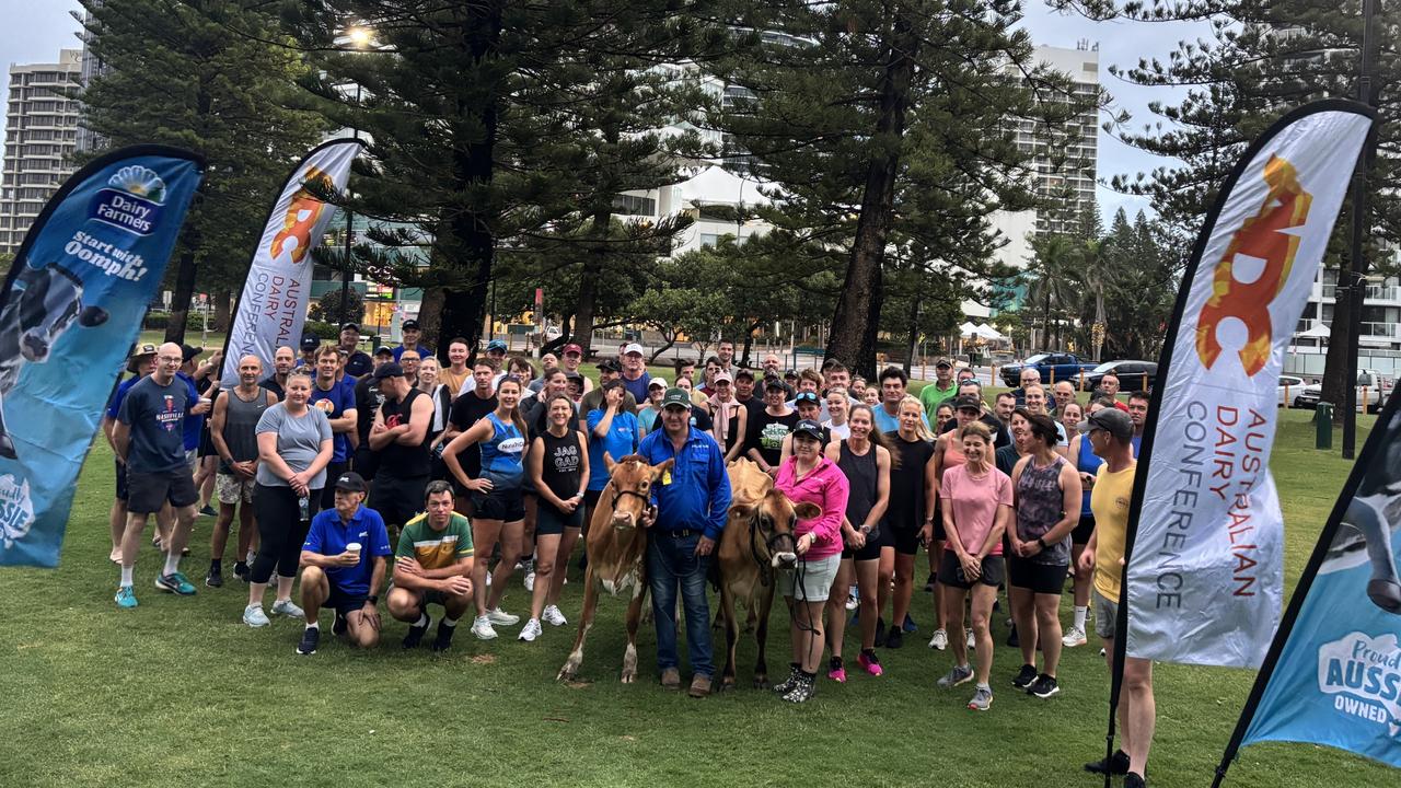 150 dairy farmers signed up to participate in the milk run at Broadbeach as part of the Australian Dairy Conference. Picture: Jacklyn O'Brien.