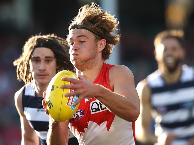 Sydney's James Rowbottom during AFL match between the Sydney Swans and Geelong Cats at the SCG. Picture. Phil Hillyard