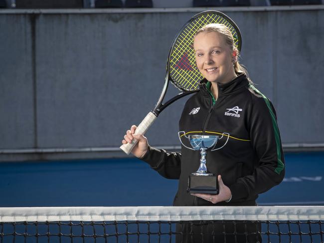 Alicia Dale became the first Tasmania to win the Australia Cup girls title at Hobart. Domain Tennis Centre. Picture: Chris Kidd