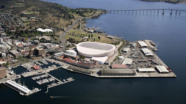 What Hobart's new AFL stadium at Macquarie Point could look like. Images supplied by AFL