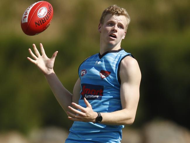 MELBOURNE, AUSTRALIA - NCA NewsWire Photos December 18, 2020:   Cody Brand of the Bombers in action during an Essendon Bombers training session at The Hangar in Melbourne, Victoria. Picture: NCA NewsWire / Daniel Pockett