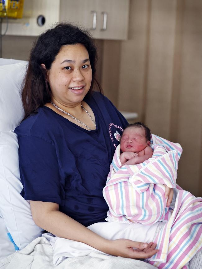 It is Ms Sim’s second child, and her labour only lasted half an hour. Picture: Sam Ruttyn