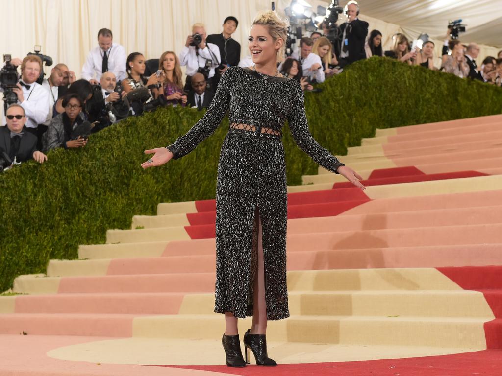 Kristen Stewart attends the “Manus x Machina: Fashion In An Age Of Technology” Costume Institute Gala at Metropolitan Museum of Art on May 2, 2016 in New York City. Picture: AP