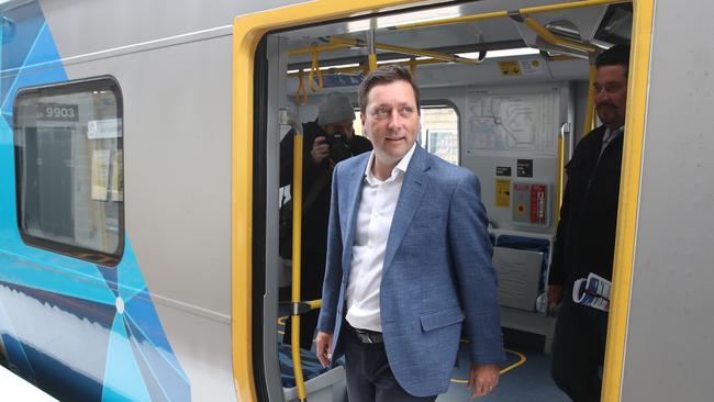 The Victorian opposition will fast-track its $2 public transport pledge by six months if Matthew Guy becomes Premier on Saturday. Picture: David Crosling