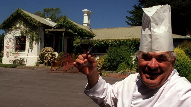 Maximilian Hruska outside his restaurant Maximilian's in 2000. Picture: Advertiser library