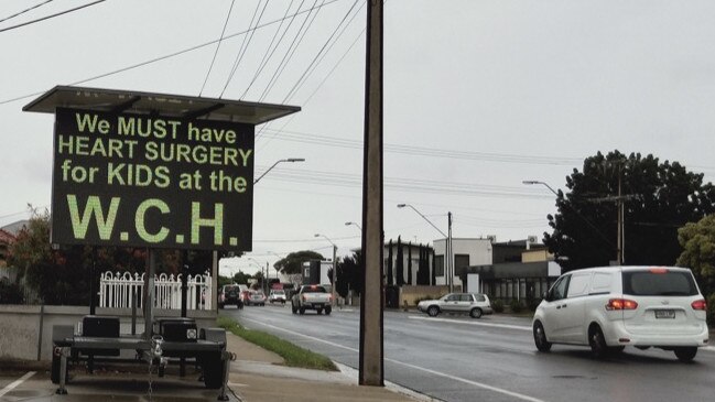 Electronic billboards support cardiac surgery for children at WCH, put up by the WCH Alliance.