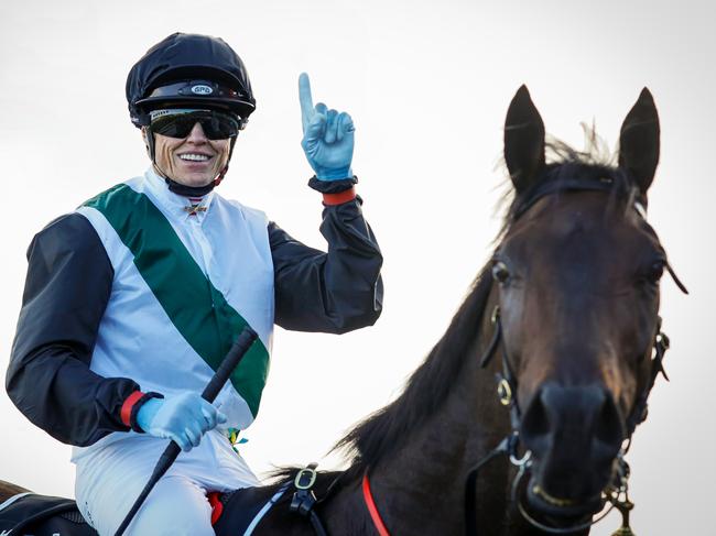 SYDNEY, AUSTRALIA - APRIL 02: Craig Williams on Mr Brightside returns to scale after winning race 9 the Star Doncaster Mile during The Star Championships Day 1 at Royal Randwick Racecourse on April 02, 2022 in Sydney, Australia. (Photo by Hanna Lassen/Getty Images for ATC)