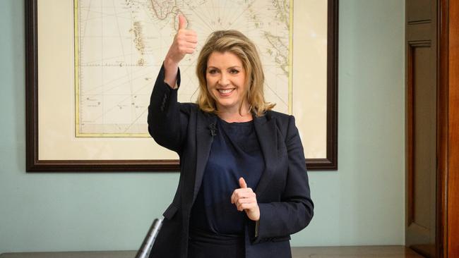 Penny Mordaunt launches her leadership bid in London on Wednesday. Picture: Getty Images