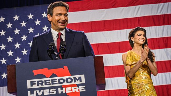 Florida governor Ron DeSantis with wife Casey DeSantis. Picture: AFP