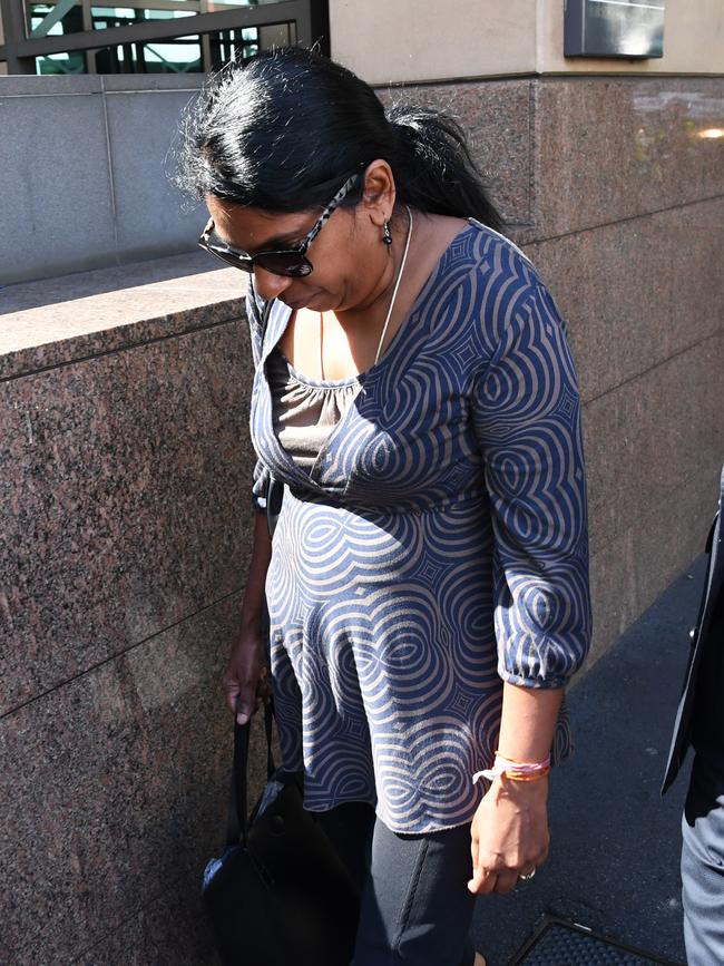 Kumuthini Kannan leaves the Melbourne Magistrates’ Court. Picture: AAP Image