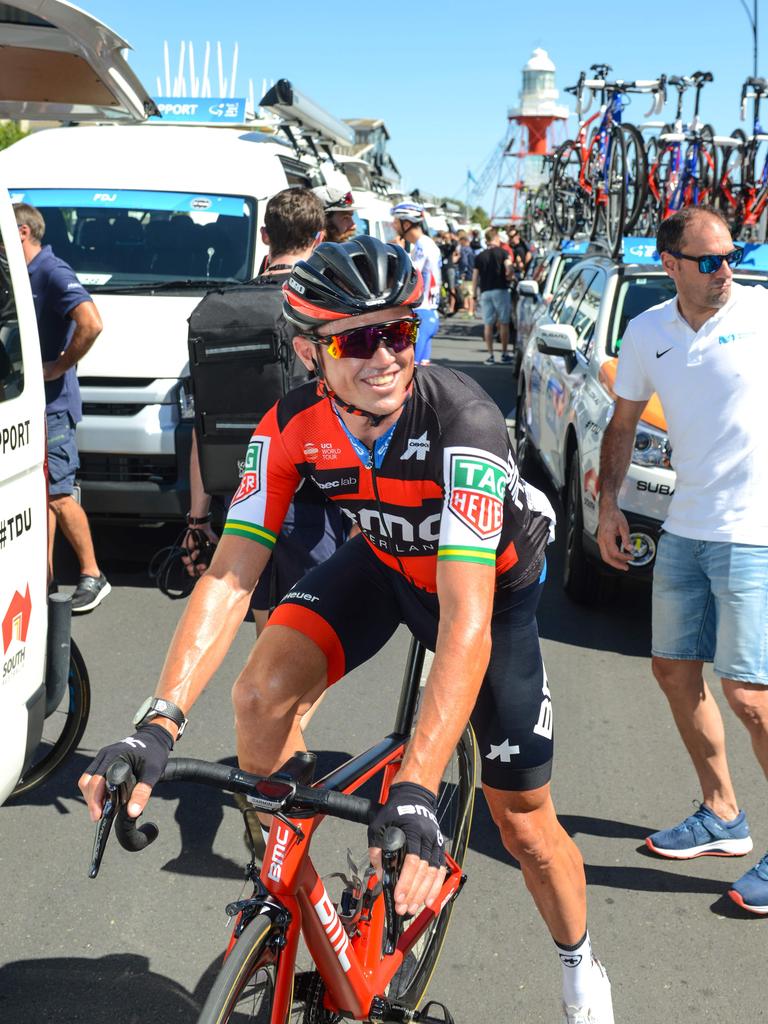 Australian rider Simon Gerrans from BMC at Port Adelaide. Picture: Brenton Edwards/AFP Photo