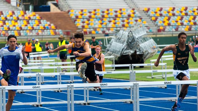 Lee Martin's brother Carl hurdling.