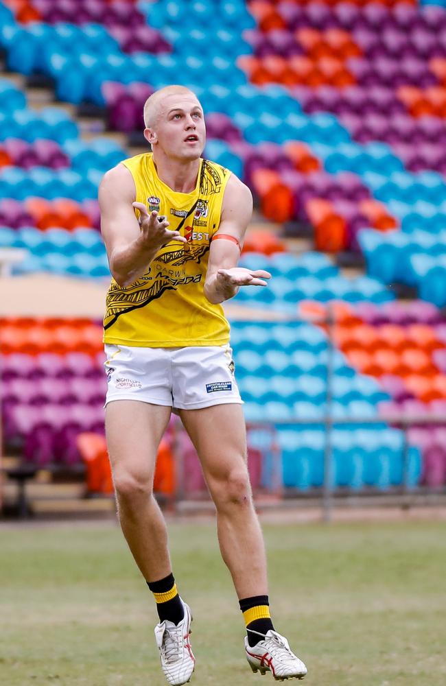 Cooper Dahms has been a standout for the Nightcliff Tigers in the 2023-24 NTFL season. Picture: Celina Whan / AFLNT Media