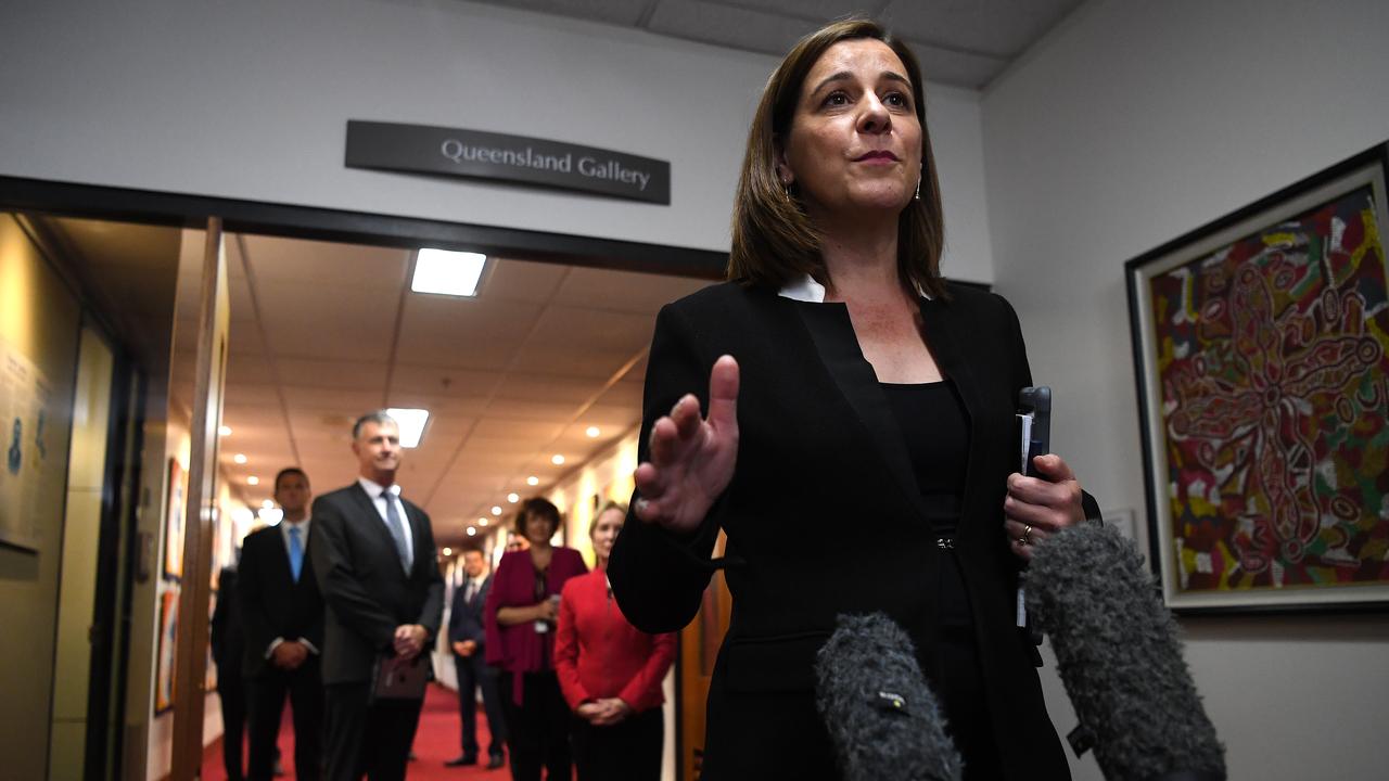 Former Queensland Opposition leader Deb Frecklington speaks to the media.