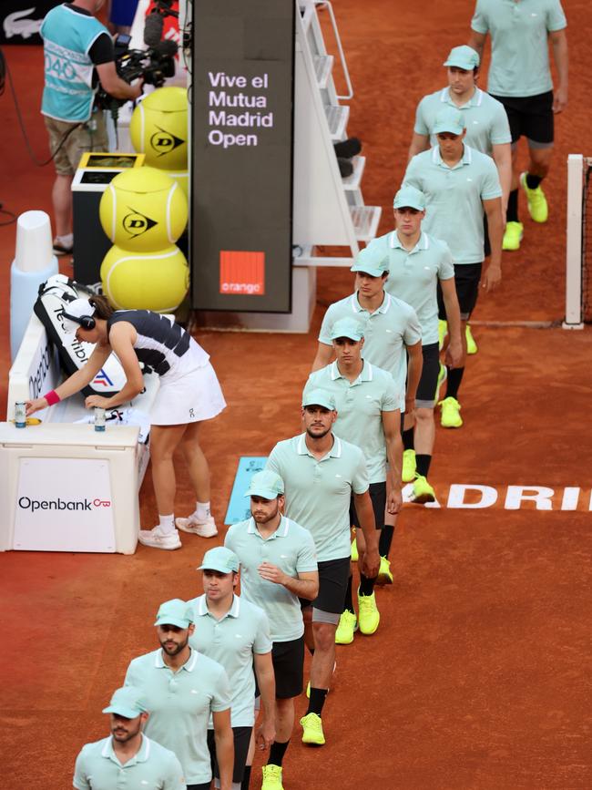 Model ball men are used for women’s matches. (Photo by Julian Finney/Getty Images)