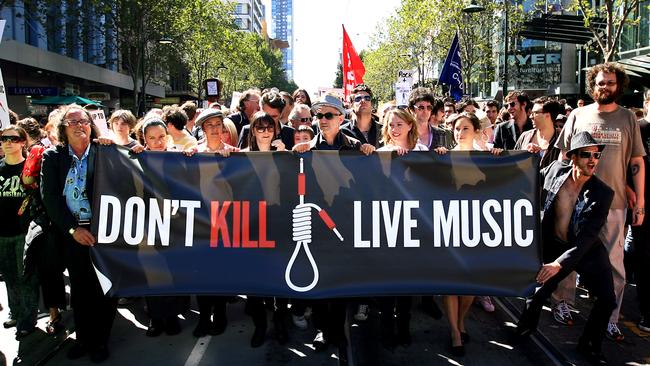 Save Live Australian Music rally through the streets of Melbourne. They will be leading a rally in Sydney next week.