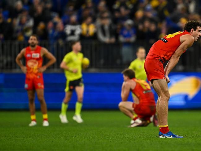 The Suns will miss out on finals again after losing to West Coast. Picture: Daniel Carson/AFL Photos via Getty Images