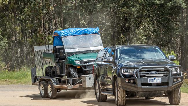 Police bring an all-terrain vehicle. Picture: Jason Edwards